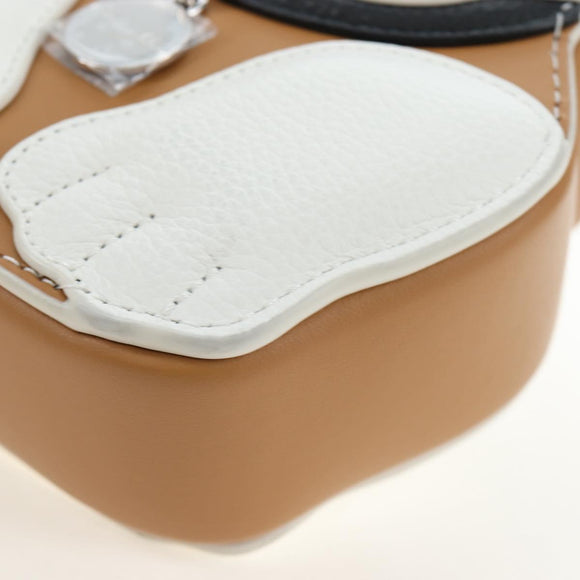 Christian Dior Shoulder Bag Leather Beige Silver Auth 197440SM
