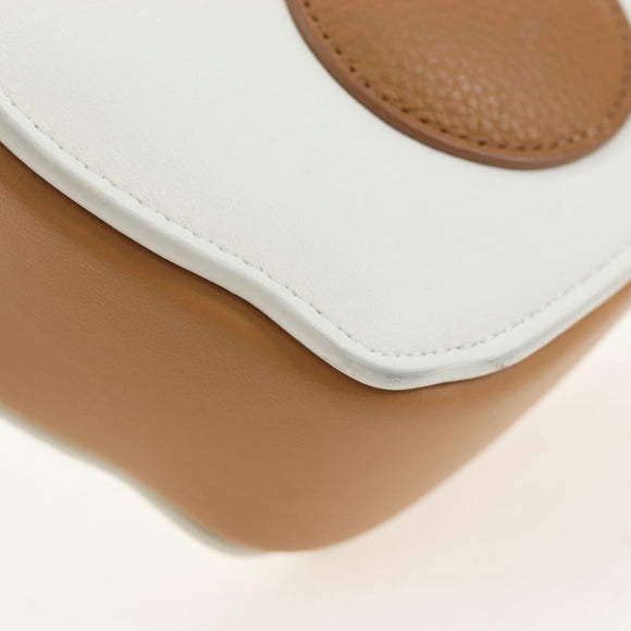 Christian Dior Shoulder Bag Leather Beige Silver Auth 197440SM