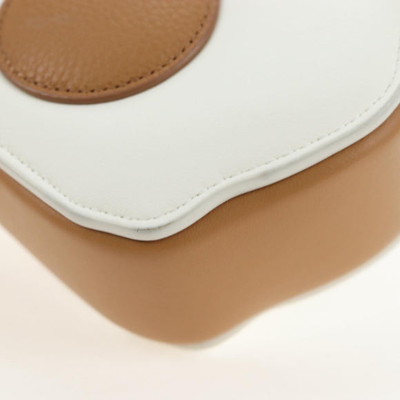 Christian Dior Shoulder Bag Leather Beige Silver Auth 197440SM