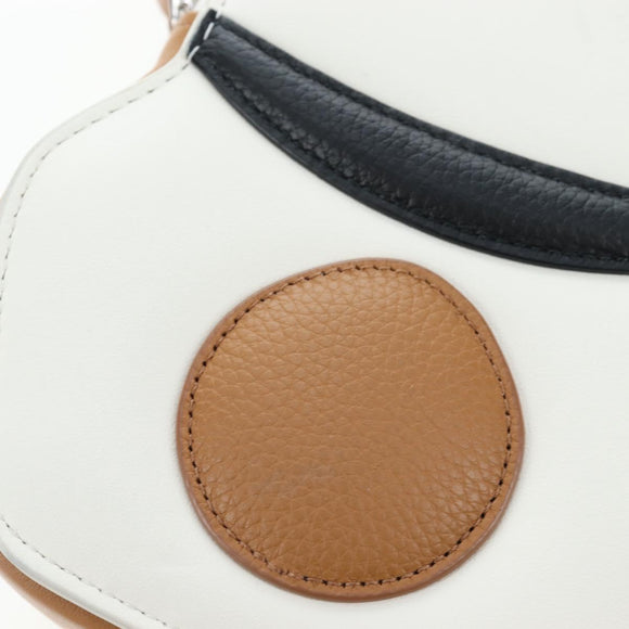 Christian Dior Shoulder Bag Leather Beige Silver Auth 197440SM