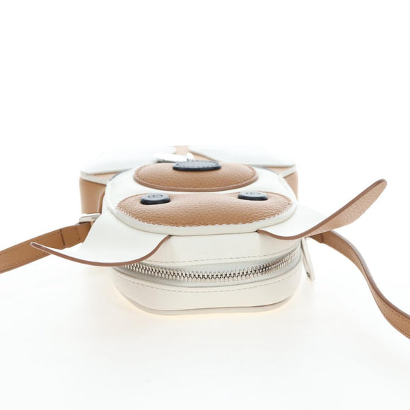 Christian Dior Shoulder Bag Leather Beige Silver Auth 197440SM