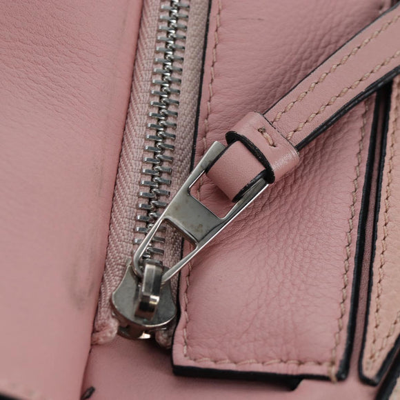 LOEWE Puzzle Bag Medium Bag Leather 2way Pink Silver Auth 197442A