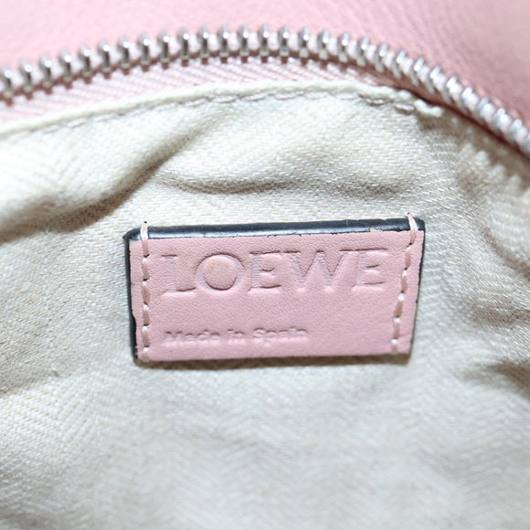 LOEWE Puzzle Bag Medium Bag Leather 2way Pink Silver Auth 197442A
