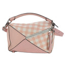 LOEWE Puzzle Bag Medium Bag Leather 2way Pink Silver Auth 197442A-2