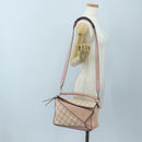 LOEWE Puzzle Bag Medium Bag Leather 2way Pink Silver Auth 197442A-32