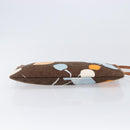 Miu Miu Shoulder Bag Canvas Brown Gold Auth 197448A-11