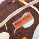 Miu Miu Shoulder Bag Canvas Brown Gold Auth 197448A-18
