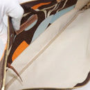 Miu Miu Shoulder Bag Canvas Brown Gold Auth 197448A-19