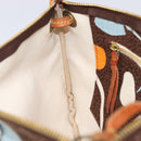 Miu Miu Shoulder Bag Canvas Brown Gold Auth 197448A-21