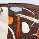 Miu Miu Shoulder Bag Canvas Brown Gold Auth 197448A-22