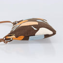 Miu Miu Shoulder Bag Canvas Brown Gold Auth 197448A-5