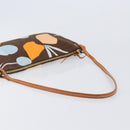 Miu Miu Shoulder Bag Canvas Brown Gold Auth 197448A-7