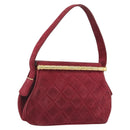 CHANEL Matelasse Hand Bag Suede Red Gold CC Auth 197450A-1