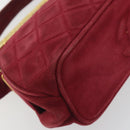 CHANEL Matelasse Hand Bag Suede Red Gold CC Auth 197450A-14