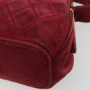 CHANEL Matelasse Hand Bag Suede Red Gold CC Auth 197450A-15