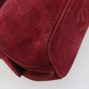 CHANEL Matelasse Hand Bag Suede Red Gold CC Auth 197450A-16