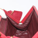 CHANEL Matelasse Hand Bag Suede Red Gold CC Auth 197450A-18