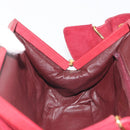 CHANEL Matelasse Hand Bag Suede Red Gold CC Auth 197450A-19