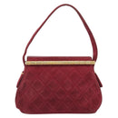 CHANEL Matelasse Hand Bag Suede Red Gold CC Auth 197450A-13