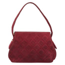 CHANEL Matelasse Hand Bag Suede Red Gold CC Auth 197450A-2
