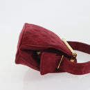 CHANEL Matelasse Hand Bag Suede Red Gold CC Auth 197450A-3