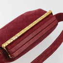 CHANEL Matelasse Hand Bag Suede Red Gold CC Auth 197450A-6