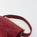 CHANEL Matelasse Hand Bag Suede Red Gold CC Auth 197450A-8