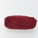 CHANEL Matelasse Hand Bag Suede Red Gold CC Auth 197450A-5