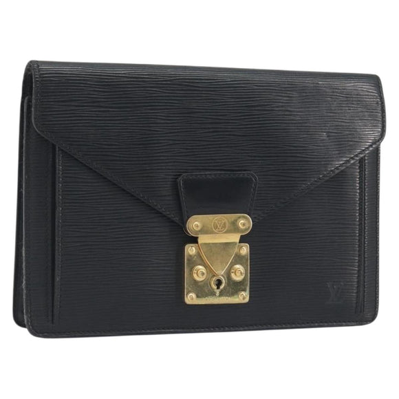 LOUIS VUITTON Epi Serie Dragonne Clutch Bag Black Noir M52612 LV Auth 197453