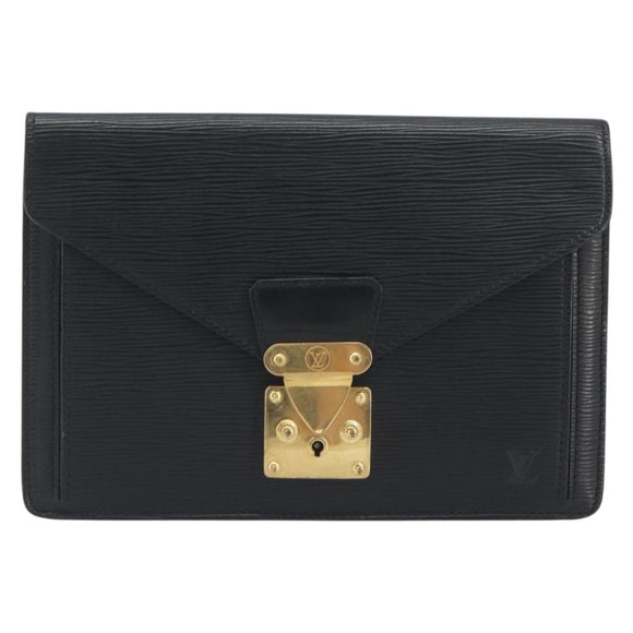 LOUIS VUITTON Epi Serie Dragonne Clutch Bag Black Noir M52612 LV Auth 197453