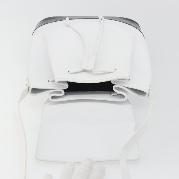 Salvatore Ferragamo Backpack Leather White Gold Auth 197455
