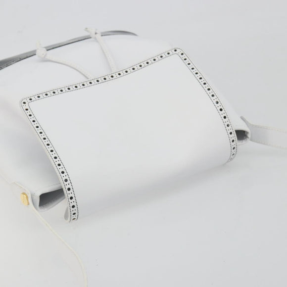 Salvatore Ferragamo Backpack Leather White Gold Auth 197455