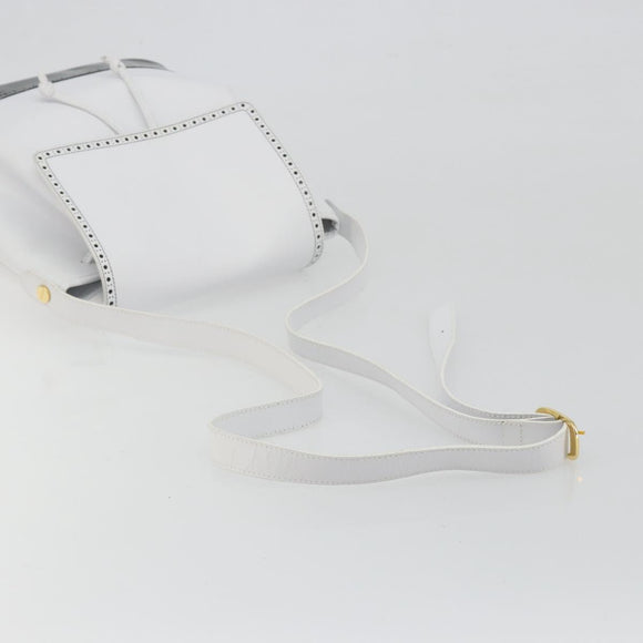 Salvatore Ferragamo Backpack Leather White Gold Auth 197455