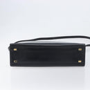 CELINE Hand Bag Leather 2way Black Gold Auth 197456A-5