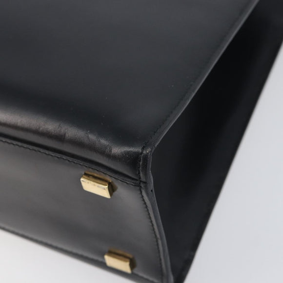 CELINE Hand Bag Leather 2way Black Gold Auth 197456A