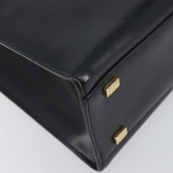 CELINE Hand Bag Leather 2way Black Gold Auth 197456A