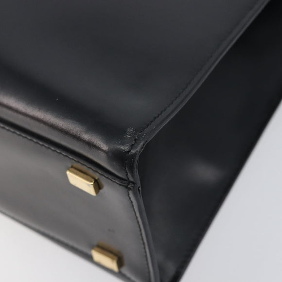 CELINE Hand Bag Leather 2way Black Gold Auth 197456A