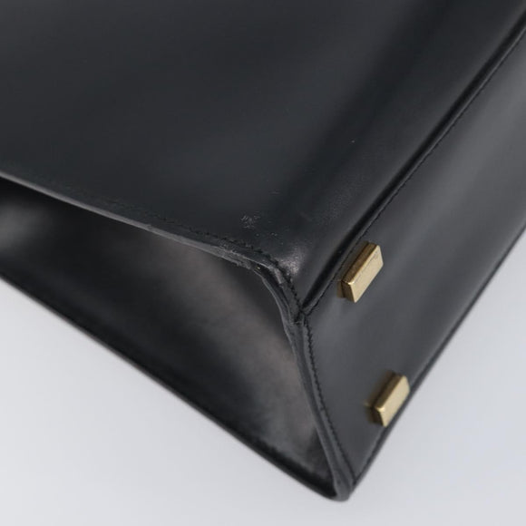 CELINE Hand Bag Leather 2way Black Gold Auth 197456A