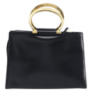 CELINE Hand Bag Leather 2way Black Gold Auth 197456A-13