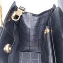 CELINE Hand Bag Leather 2way Black Gold Auth 197456A-21