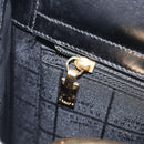 CELINE Hand Bag Leather 2way Black Gold Auth 197456A-22