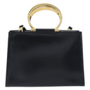 CELINE Hand Bag Leather 2way Black Gold Auth 197456A-2