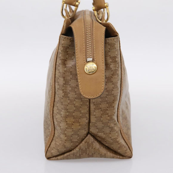 CELINE Macadam Canvas Hand Bag PVC Beige Gold Auth 197461