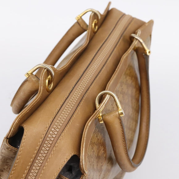 CELINE Macadam Canvas Hand Bag PVC Beige Gold Auth 197461