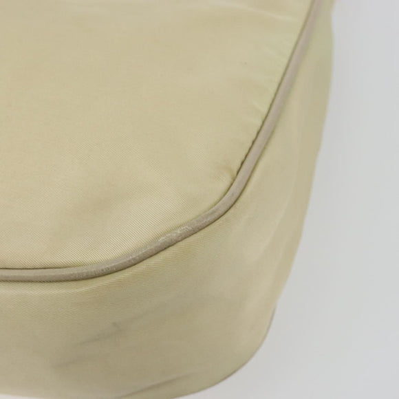 PRADA Shoulder Bag Nylon Ivory Gold Auth 197466A