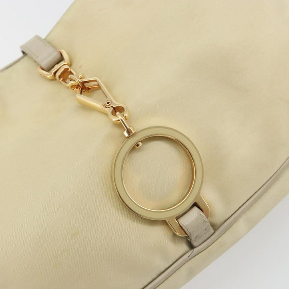 PRADA Shoulder Bag Nylon Ivory Gold Auth 197466A