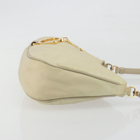 PRADA Shoulder Bag Nylon Ivory Gold Auth 197466A