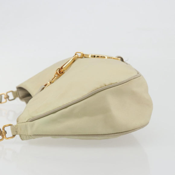 PRADA Shoulder Bag Nylon Ivory Gold Auth 197466A
