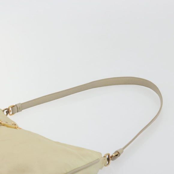 PRADA Shoulder Bag Nylon Ivory Gold Auth 197466A