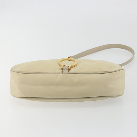 PRADA Shoulder Bag Nylon Ivory Gold Auth 197466A